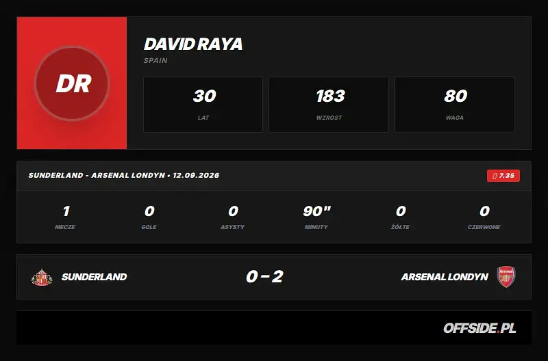 Statystyki meczowe: David Raya